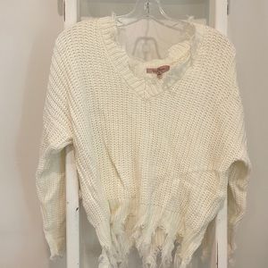 Love Tree Cream Distressed Sweater / NWOT